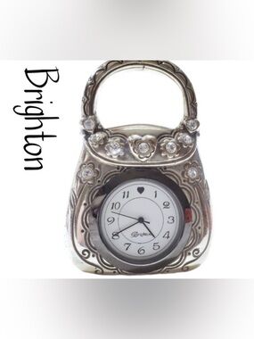 Brighton Purse Travel Table Clock Crystals WORKS